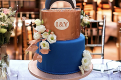 Weddingcake in rosegold und blau